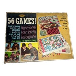 Vintage Whitman Publishing 56 Game Multigame Set Mid Century 1970’s Gamesboard